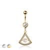 316L SURGICAL STEEL MULTI CZ HOLOW TEAR DROP BEZEL CENTER DANGLE BELLY BUTTON NAVEL RING 